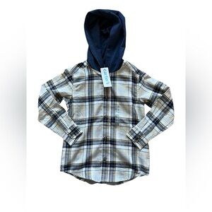 Carter’s Boys Blue Plaid Button Down Hoodie | 5 NWT